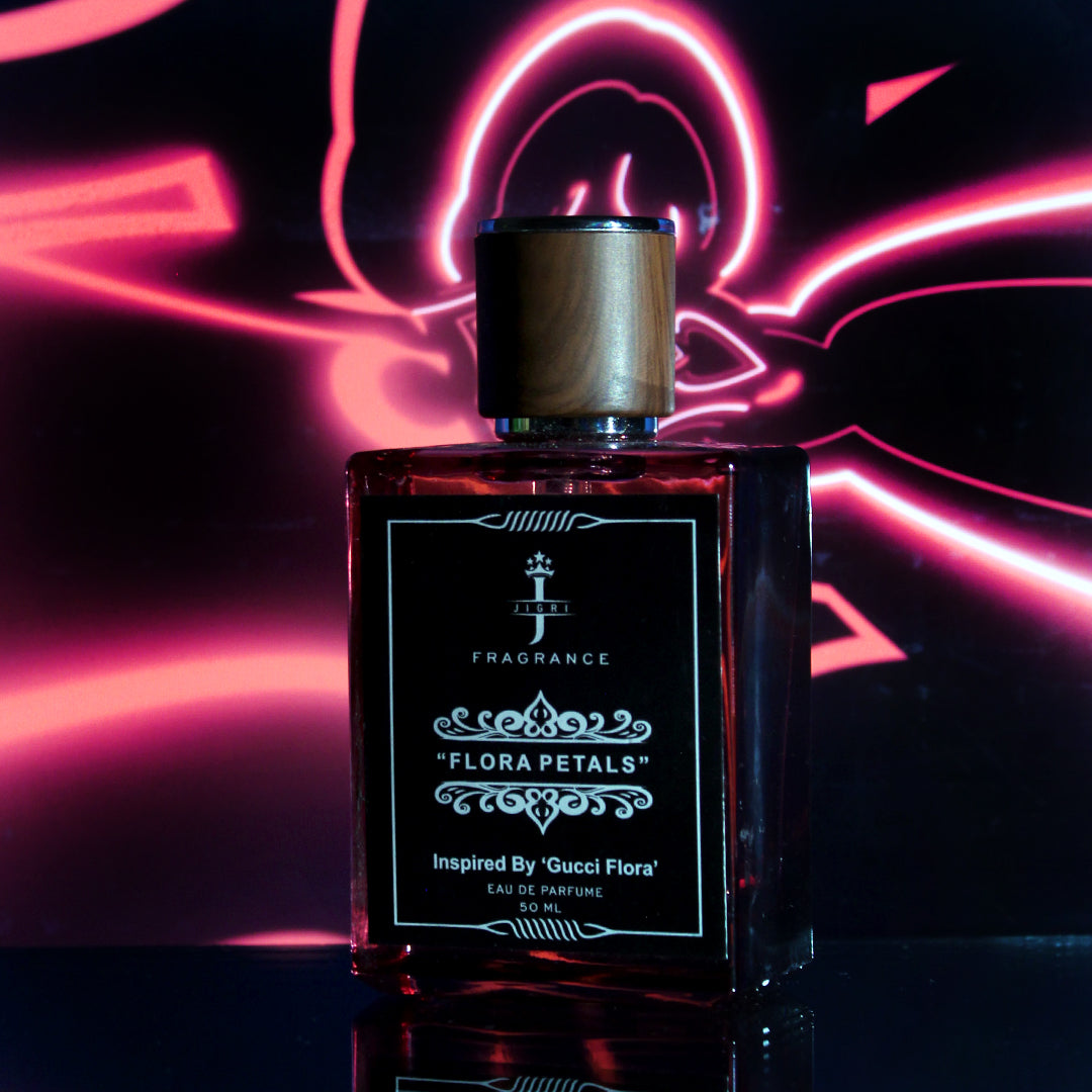 FLORA PETALS perfume bottle inspired by Gucci Flora, showcasing elegance and sophistication in fragrance.