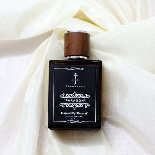 PARAGON unisex fragrance bottle inspired by Baccarat Rouge 540, showcasing luxury perfumes and elegance.